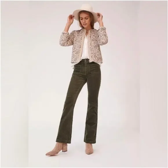 Anthropologie Pilcro Pants Womens 28 Green Moss Corduroy Trouser Bootcut Slim - Picture 1 of 15